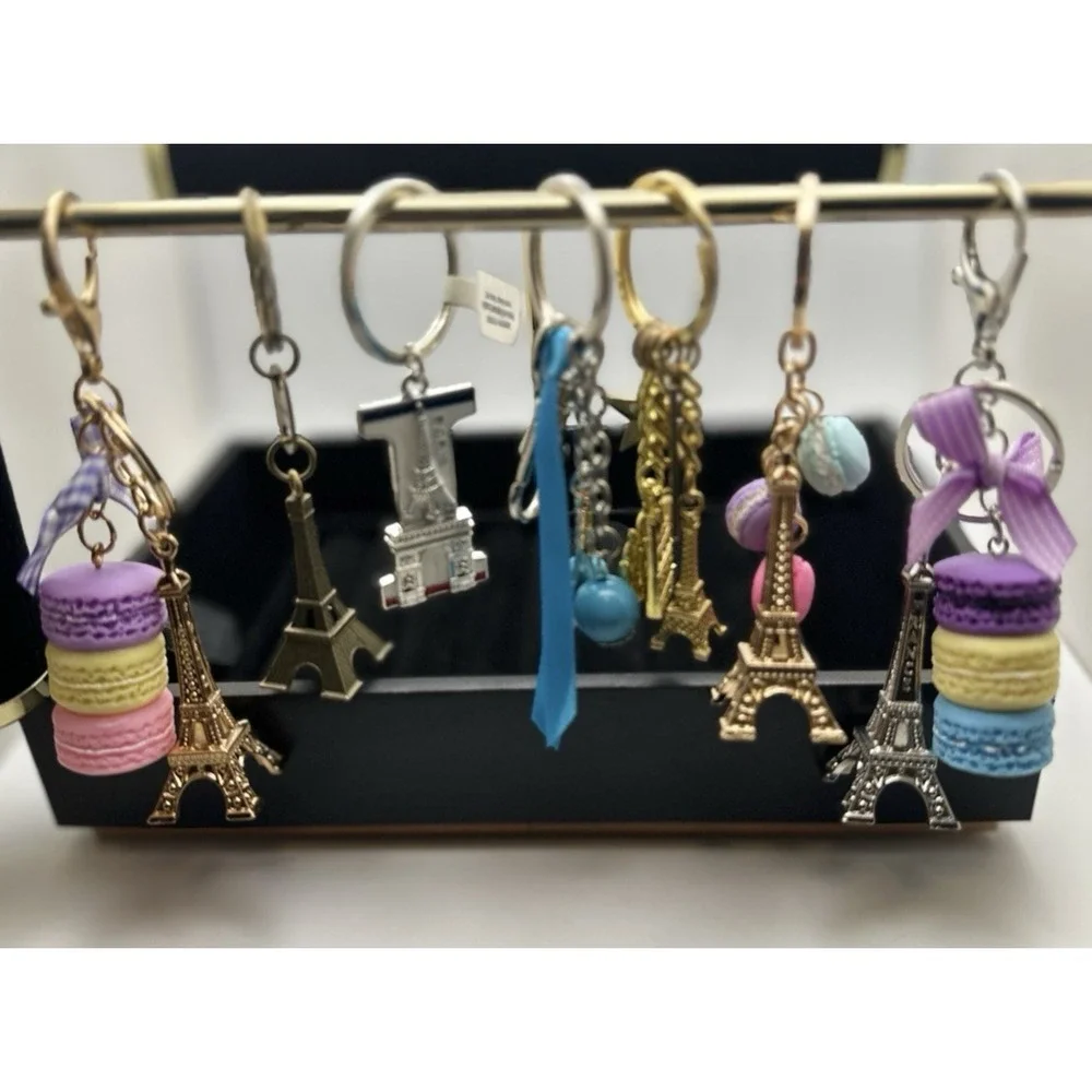 Paris Eiffel Tower Lot of‎ 7 Keychain / Purse Charm Macaron Charm France Travel